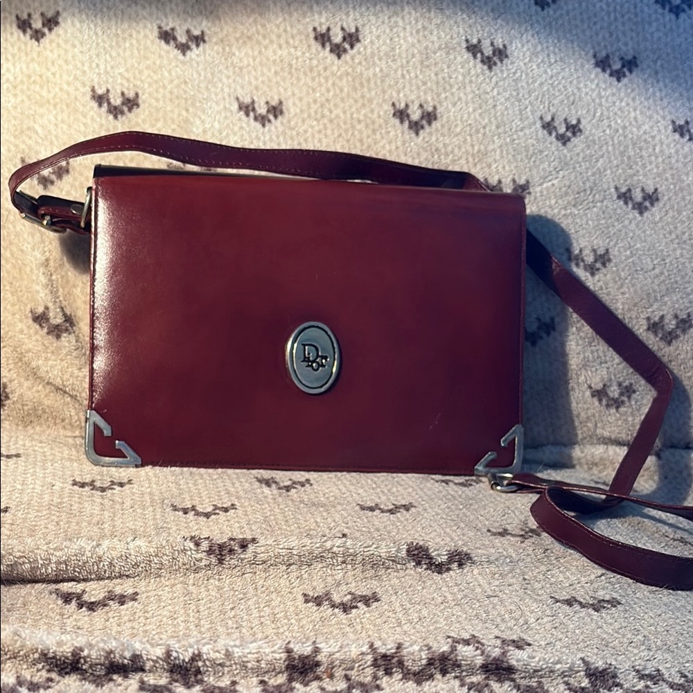 Dior Burgundy Leather Crossbody Clutch